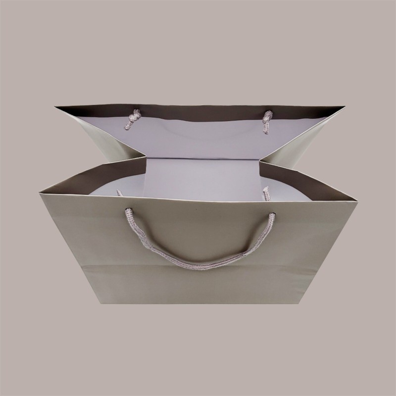Borsa Carta Lusso Tortora con cordino 32+22x26 cm 10 Pezzi [e67f79c8]