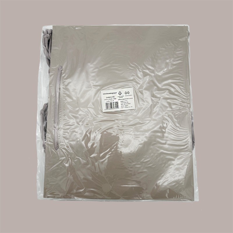 Borsa Carta Lusso Tortora con cordino 32+22x26 cm 10 Pezzi [5162b8cc]