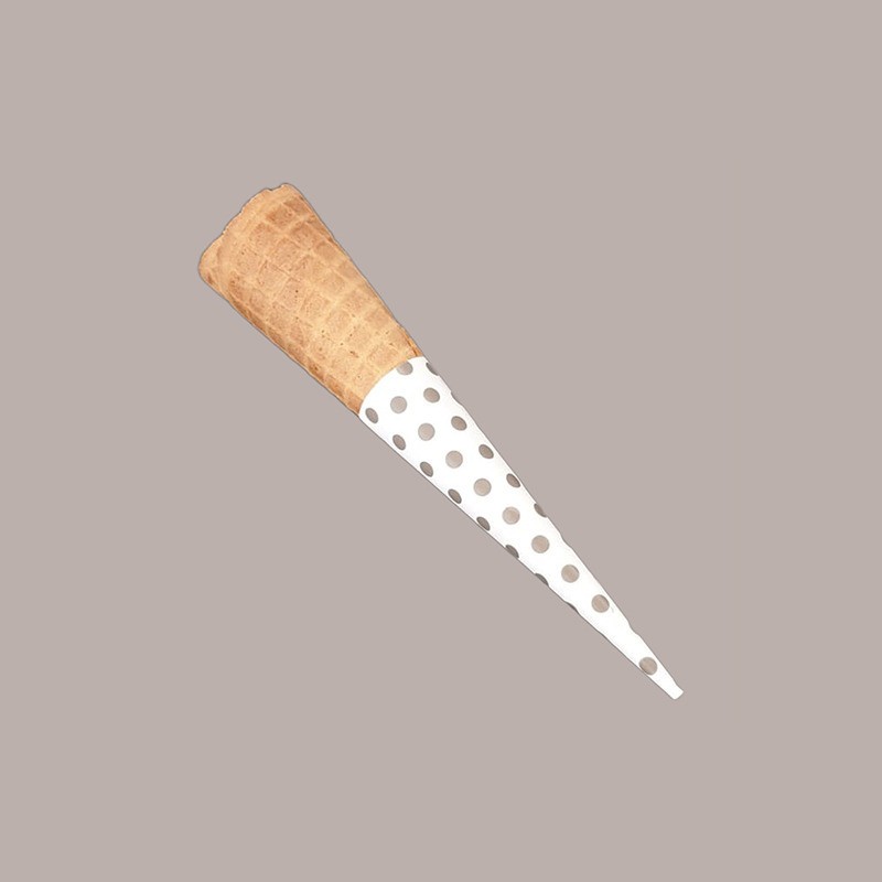 Pirottino Sottocono in Carta Bianco a Pois Tortora per Coni Gelato codice 1227 2560 pezzi [378ac5fb]