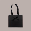 Borsa Carta Chiusura Velcro Nera con nastro in raso 16+8x14 cm 10 Pezzi [1787a85f]