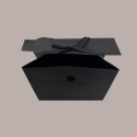 Borsa Carta Chiusura Velcro Nera con nastro in raso 16+8x14 cm 10 Pezzi [79bc2a56]
