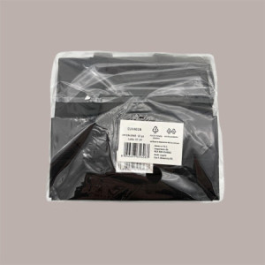 Borsa Carta Chiusura Velcro Nera con nastro in raso 16+8x14 cm 10 Pezzi [7cec6d48]