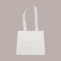 Borsa Carta Chiusura Velcro Bianco con nastro in raso 16+8x14 cm 10 Pezzi [902b705e]