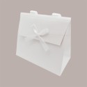 Borsa Carta Chiusura Velcro Bianco con nastro in raso 16+8x14 cm 10 Pezzi [490d3353]