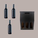 Scatola Astuccio Porta 3 Bottiglie 750 ml Olio Vino in Cartoncino grafica Kraft Nero 270x90H385 mm 10 pezzi [dc9eab3f]