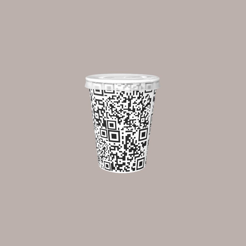 Bicchiere Bibite Fredde in Cartone Bianco e Nero ideale per Yogurt Gelato Granita grafica Black&White B/25 100 pezzi [ce747e65]