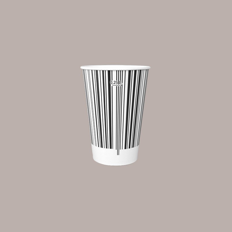 Bicchiere Bibite Fredde in Cartone Bianco e Nero ideale per Yogurt Gelato Granita grafica Black&White B/30 100 pezzi [4bdea95b]