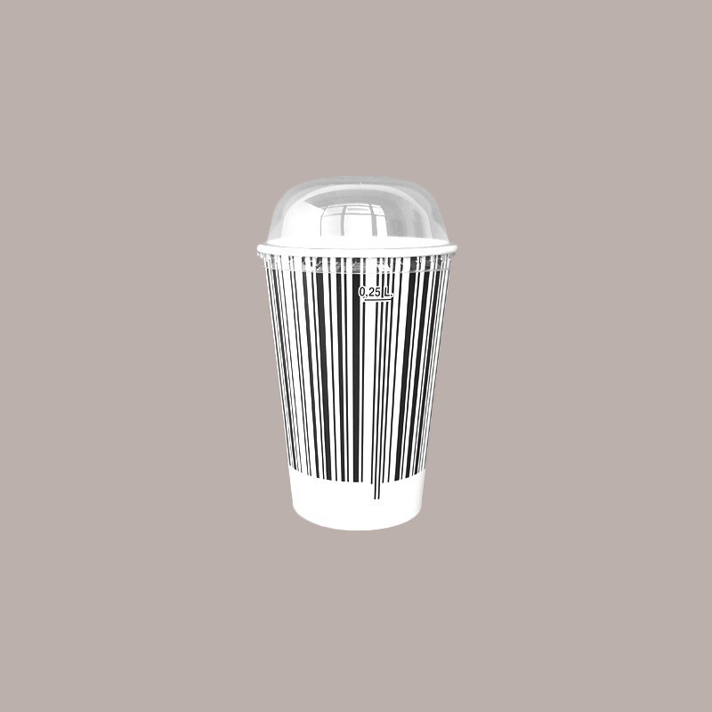 Bicchiere Bibite Fredde in Cartone Bianco e Nero ideale per Yogurt Gelato Granita grafica Black&White B/30 100 pezzi [6607f770]
