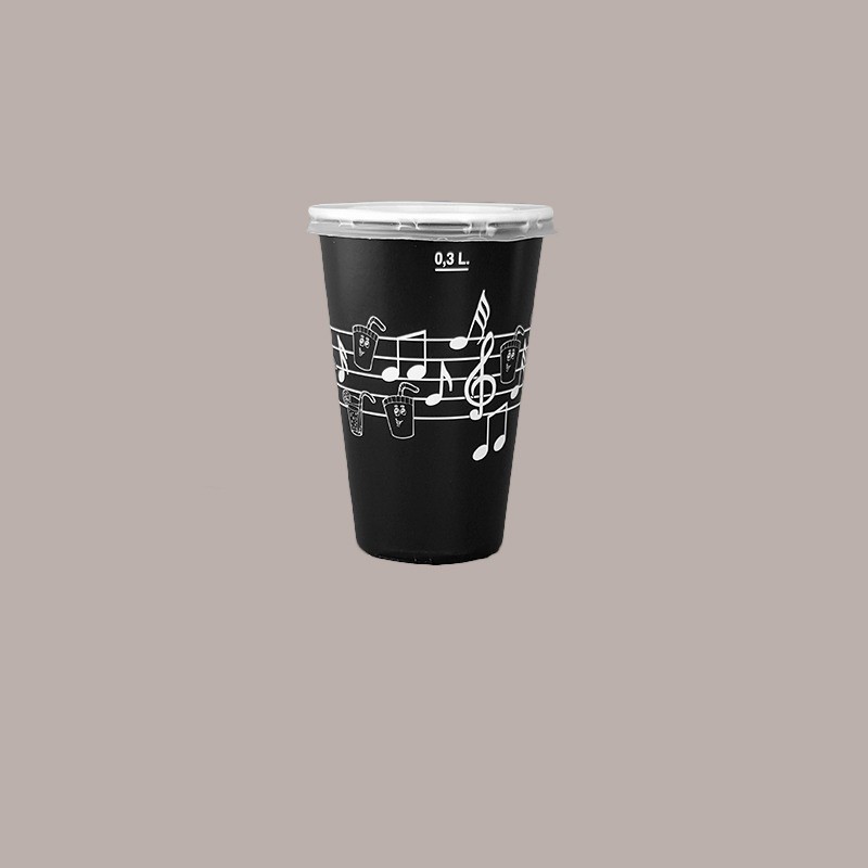 Bicchiere Bibite Fredde in Cartone Bianco e Nero ideale per Frappè Yogurt Gelato Granita grafica Black&White B/37 10 [e4fb686f]