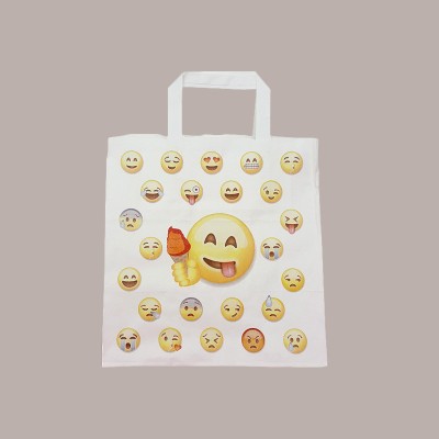 Borsa Shoppers Carta Ideali per Asporto Vaschette Gelato grafica Emoticon Emoji 26+17H27cm 200 pezzi [f5d1f7f7]