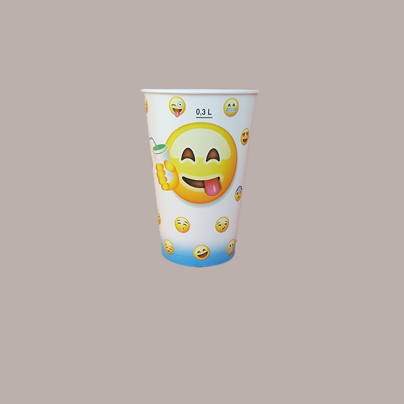 Bicchiere Bibite Fredde in Cartone ideale per Frappè Yogurt Gelato Granita grafica Emoticon Emoji B/37 100 pezzi [ac3c412b]