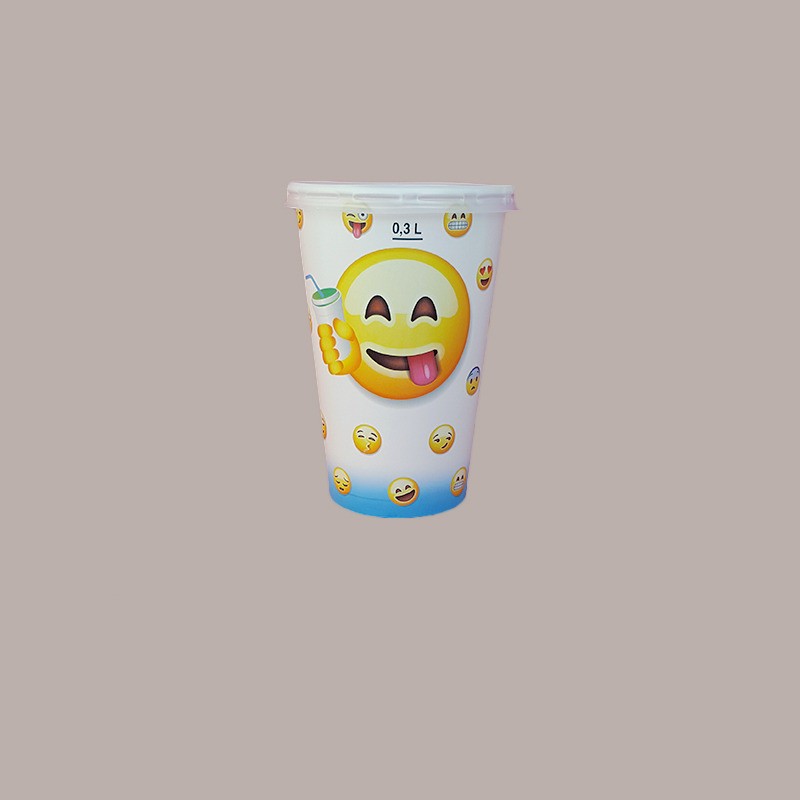 Bicchiere Bibite Fredde in Cartone ideale per Frappè Yogurt Gelato Granita grafica Emoticon Emoji B/37 100 pezzi [db5d421e]