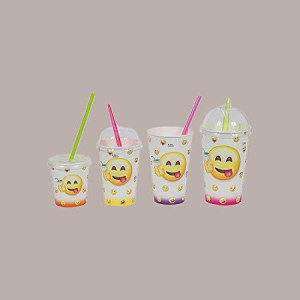 Bicchiere Bibite Fredde in Cartone ideale per Frappè Yogurt Gelato Granita grafica Emoticon Emoji B/37 100 pezzi [de0d0500]