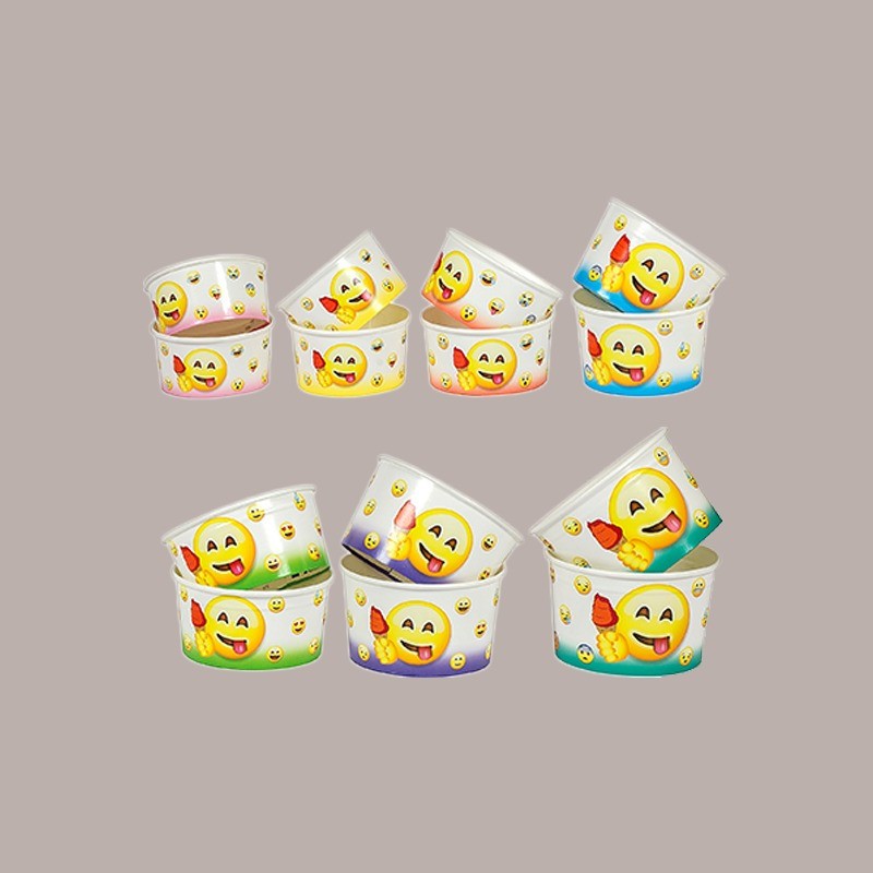 Coppette Gelato in Carta 100cc Impilabili grafica Emoticon Emoji 250 pezzi [a10f27aa]
