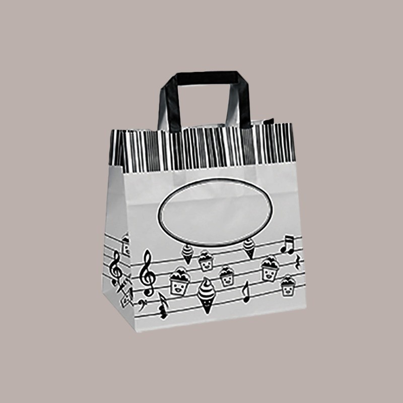 Borsa Shoppers Carta Ideale per Vaschette Gelato grafica Black&White 26+17H27cm 200 pezzi [2fb1ebb8]