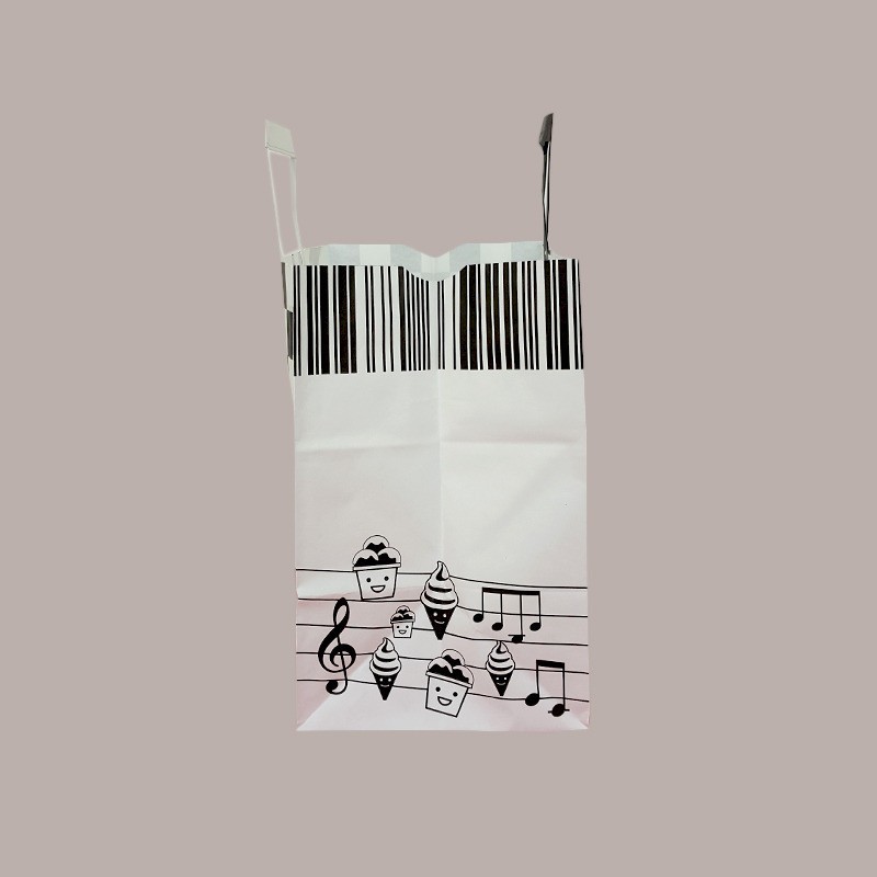 Borsa Shoppers Carta Ideale per Vaschette Gelato grafica Black&White 26+17H27cm 200 pezzi [437275f1]