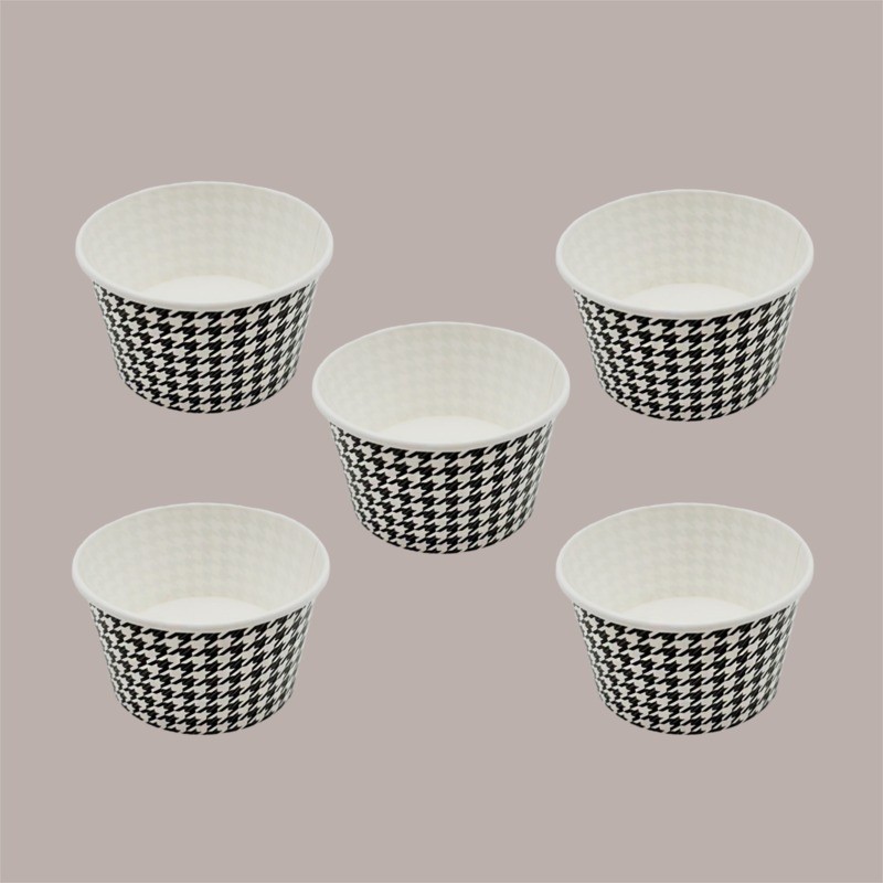 Coppette Gelato in Carta Bianco e Nero 140cc Impilabili Black&White 200 pezzi [bcade966]