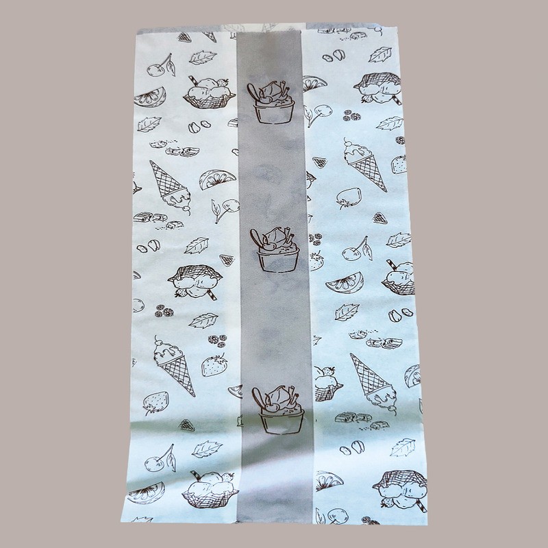 Sacchetto Carta Politenato Grafica Gelato Tono su Tono 14+10x34cm 500 pezzi [8b12b2ff]