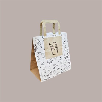Borsa Shopper in Carta ideale per Vaschette Gelato Grafica Tono su Tono 26+17H27cm 200 pezzi [b1687eb2]
