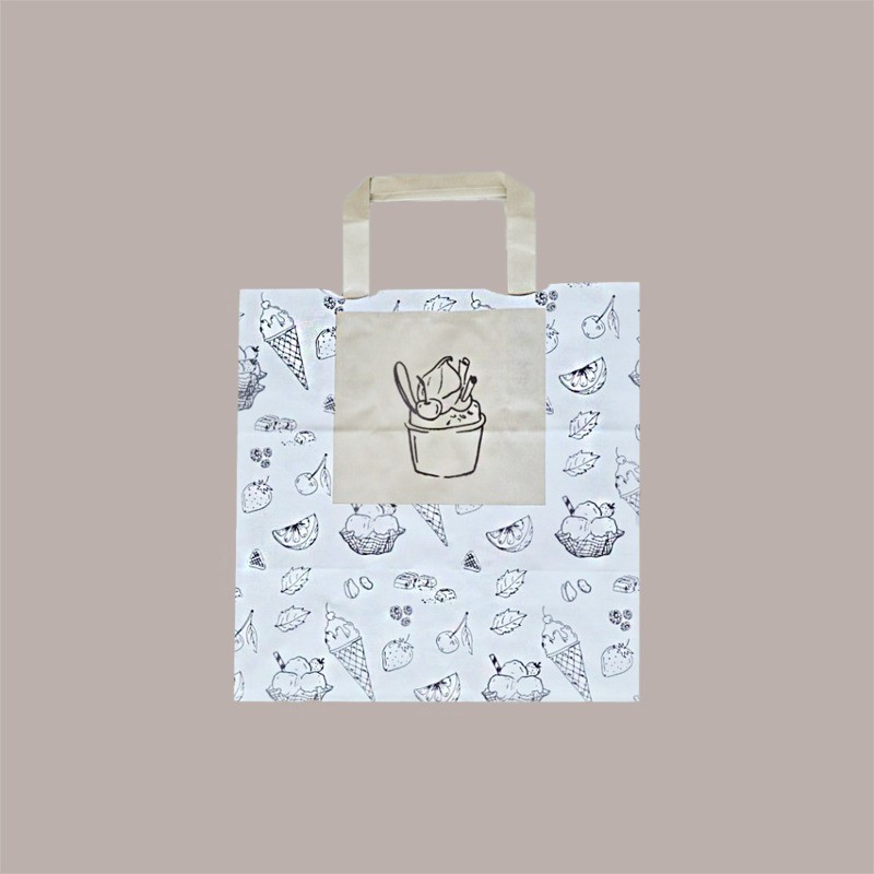 Borsa Shopper in Carta ideale per Vaschette Gelato Grafica Tono su Tono 26+17H27cm 200 pezzi [bbc8f08e]