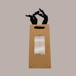Borsa Shopper Carta Naturale Porta Vasetti con Finestra 8+8x18 cm 20 pezzi