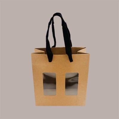 Borsa Shopper Carta Naturale Porta Vasetti con Finestra 16,6+8x18 cm 20 pezzi [90784fef]