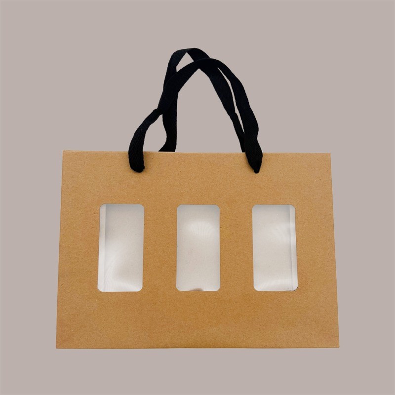 Borsa Shopper Carta Naturale Porta Vasetti con Finestra 25+8x18 cm 20 pezzi [79ef15e7]