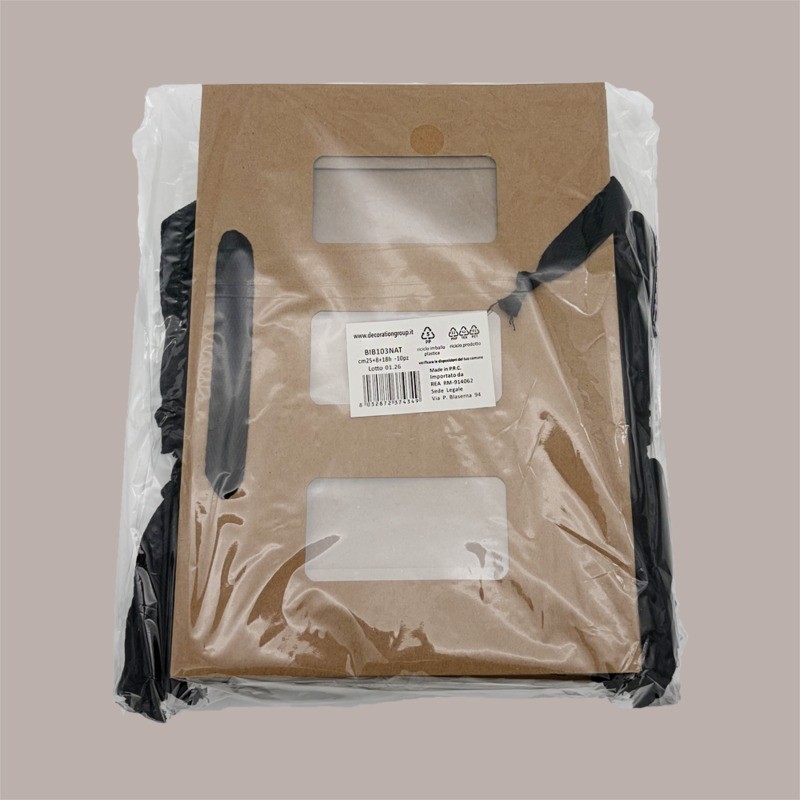 Borsa Shopper Carta Naturale Porta Vasetti con Finestra 25+8x18 cm 20 pezzi [7cbf52f9]
