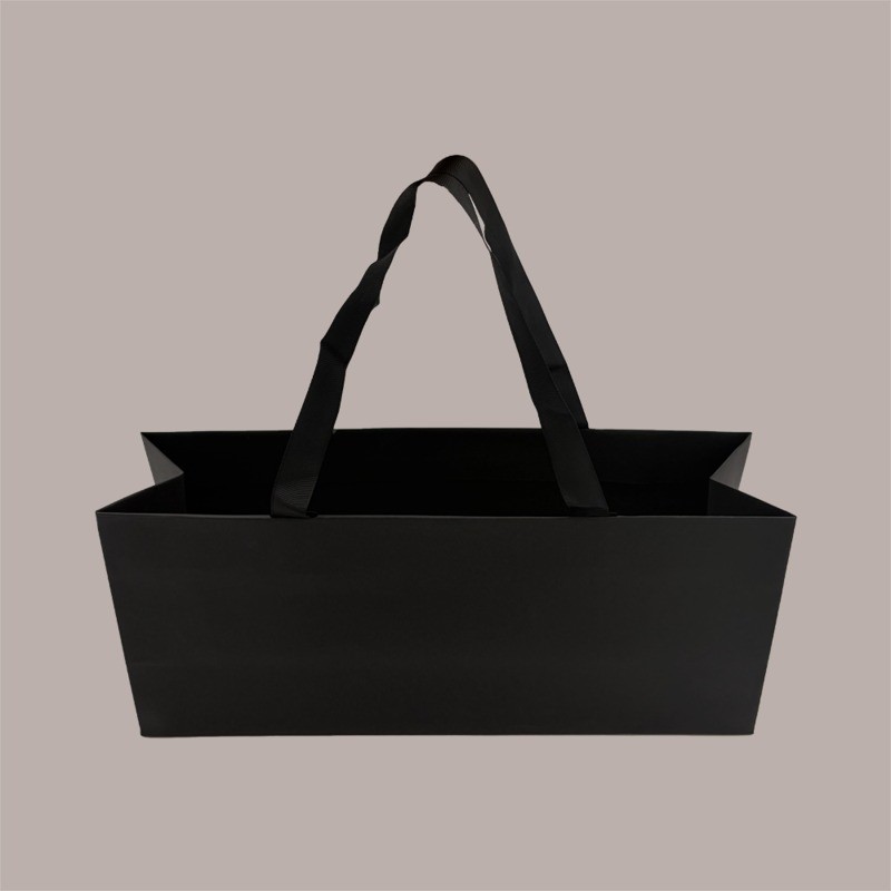 Borsa Shopper Carta Nera Elegance 35+10x15 cm 10 pezzi [82939ceb]