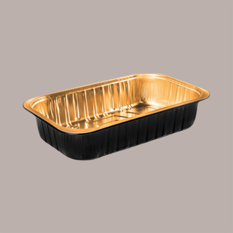 Contenitore Alluminio Oro Nero 2 Porzioni Eclipse per Microonde 232x144H47mm AS221112 50 pezzi [7e7ae777]