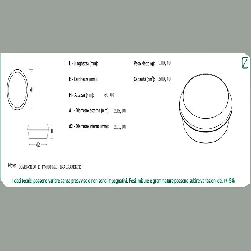 10 Vaschetta Torta Tonda PS Bianco per Semifeddi Dolci 10 Porzioni [528431f7]