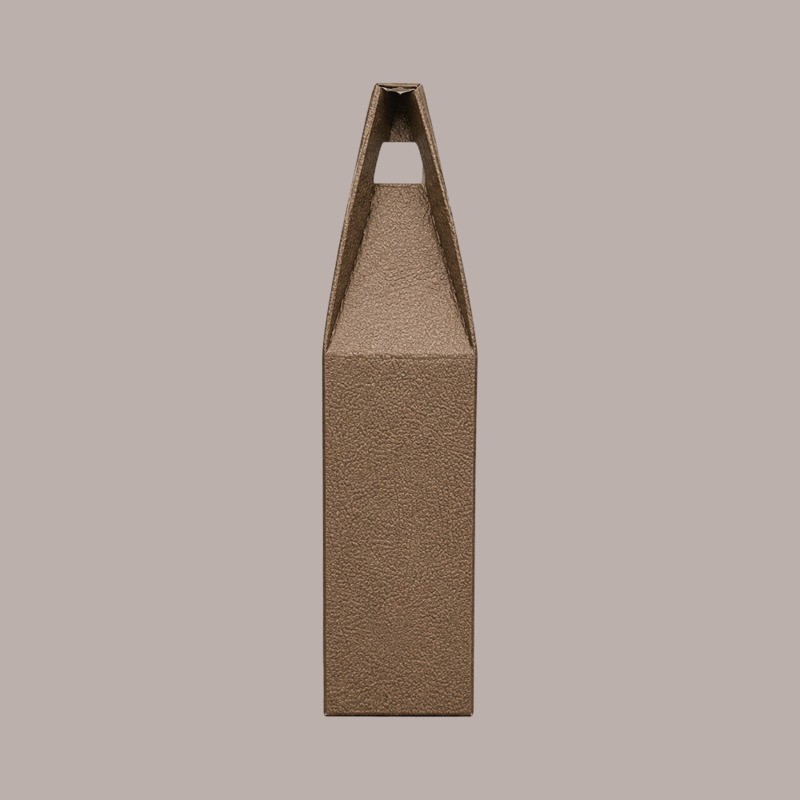 20 Pz Scatola Astuccio Porta 1 Bottiglia 750 ml Olio Vino Cartoncino Marrone grafica effetto pelle con Finestra 90x90 [8040f8b4]