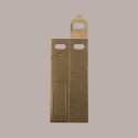 20 Pz Scatola Astuccio Porta 1 Bottiglia 750 ml Olio Vino Cartoncino Marrone grafica effetto pelle con Finestra 90x90 [8ae07688]