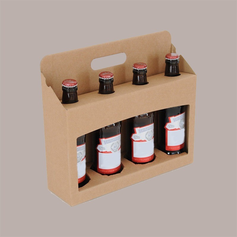 Scatola Astuccio Porta 4 bottiglie da 33cl Pub Cartoncino Avana 310x85x275 mm 10 pezzi [75197ffc]