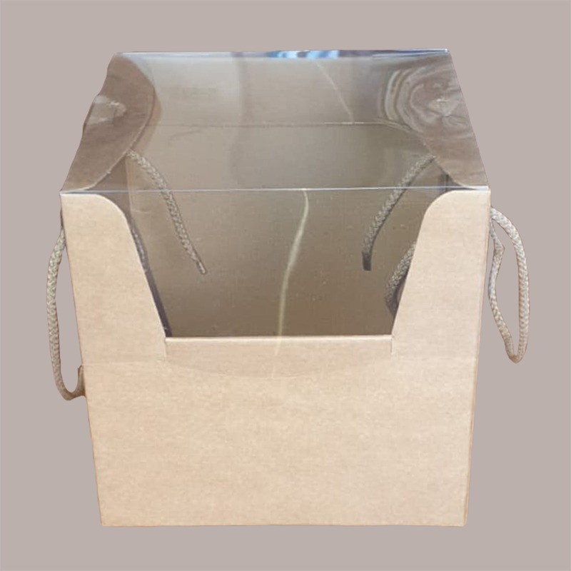 Scatola Prestige in Carta Avana con Coperchio Trasparente 210x210H210mm 5 pezzi [201e0ba0]