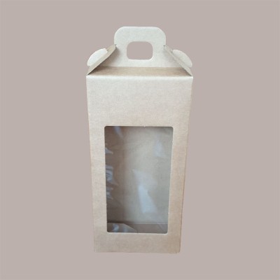 Scatola per Confezione Regalo Valigetta Natale in Cartoncino Avana Liscio con Finestra PVC 130x70H280mm 10 Pz [4bd25015]