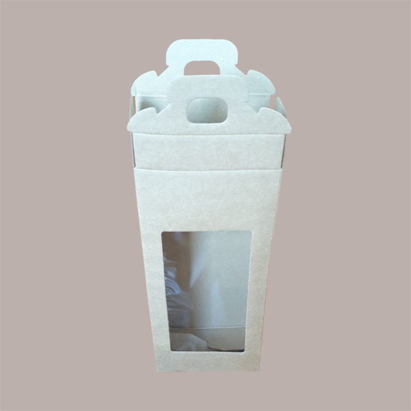 Scatola per Confezione Regalo Valigetta Natale in Cartoncino Avana Liscio con Finestra PVC 130x70H280mm 10 Pz [92f41318]