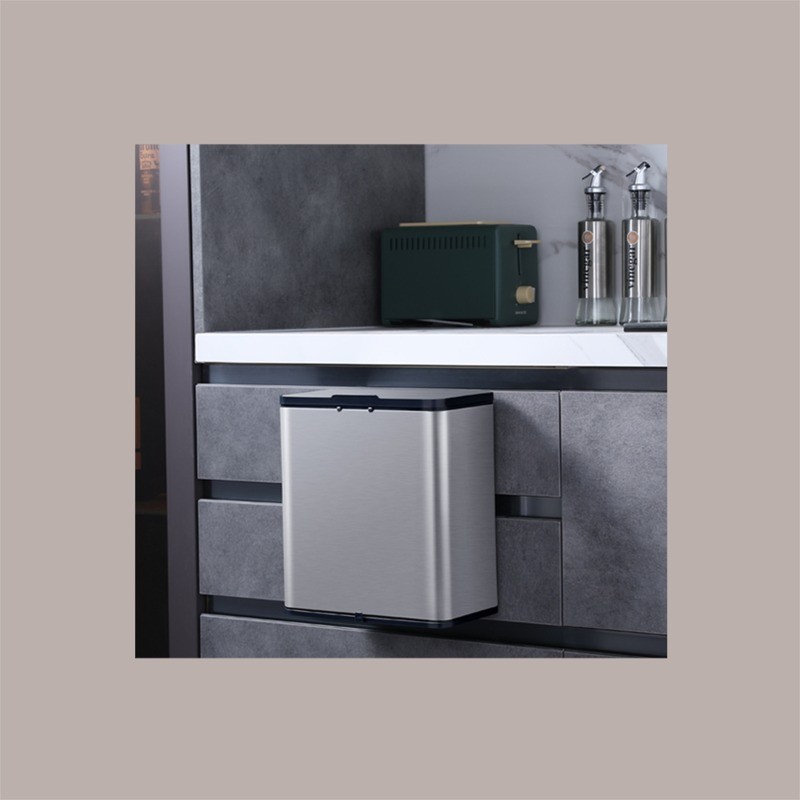 Cestino Pattumiera da Incasso in Acciaio Inox con Porta Fazzoletti 4 Lt Argento  JAH540 [cb79f821]