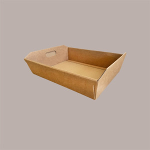 Cesto per Confezioni Regalo Natalizie in Cartoncino Avana Liscio Rettangolare Grande 450x350H120mm 10 Pz