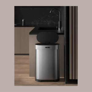 Cestino Pattumiera Automatica con Sensore 60 Lt in Acciaio Inox Titanio Smontabile