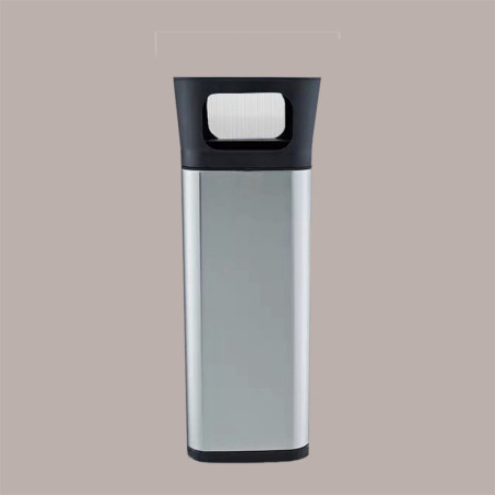 Cestino Pattumiera Quadrato con Posacenere 25 Lt in Acciaio Inox Argento  JAH3222 [7cedcc4c]