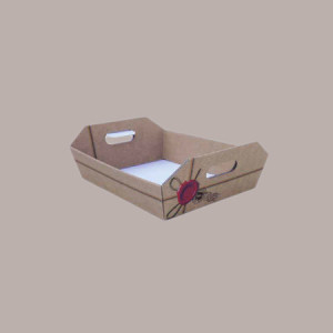 Cesto per Confezioni Regalo Natalizie in Cartoncino Marrone grafica Ceralacca Rettangolare Mediio Grande 390x280H90mm [adfb0288]