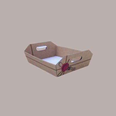 Cesto per Confezioni Regalo Natalizie in Cartoncino Marrone grafica Ceralacca Rettangolare Medio 350x250H70mm 10 Pz [8f660b09]