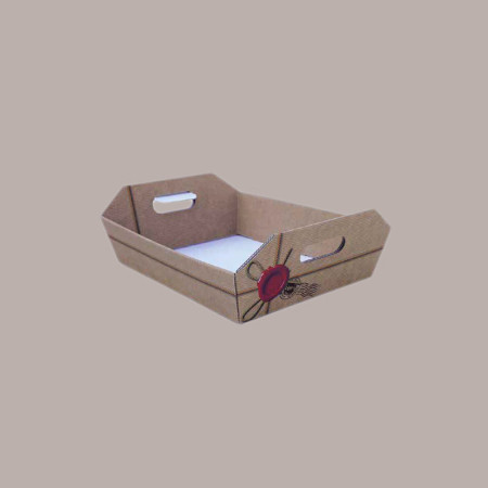 Cesto per Confezioni Regalo Natalizie in Cartoncino Marrone grafica Ceralacca Rettangolare Medio 350x250H70mm 10 Pz [8f660b09]