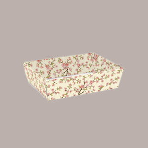 Cesto per Confezioni Regalo Pasquali in Cartoncino grafica Fiori Pesco Rettangolare Grande 400x300H115mm 10 Pz