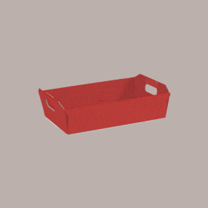 Cesto per Confezioni Regalo Natalizie in Cartoncino grafica Lino Rosso Rettangolare Grande 400x300H120mm 10 Pz [768cd922]