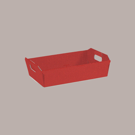 Cesto per Confezioni Regalo Natalizie in Cartoncino grafica Lino Rosso Rettangolare Grande 400x300H120mm 10 Pz [768cd922]