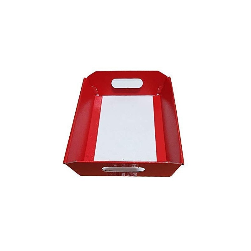 Cesto per Confezioni Regalo Natalizie in Cartoncino grafica Lino Rosso Rettangolare Grande 400x300H120mm 10 Pz [afaa9a2f]