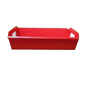 Cesto per Confezioni Regalo Natalizie in Cartoncino grafica Lino Rosso Rettangolare Grande 400x300H120mm 10 Pz [18b75b2b]