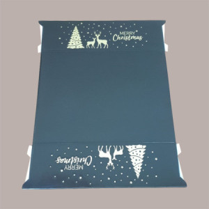 Cesto per Confezioni Regalo Natalizie in Cartoncino Marrone grafica Magical Winter Rettangolare Grande 400x300H120mm  [52b98065]